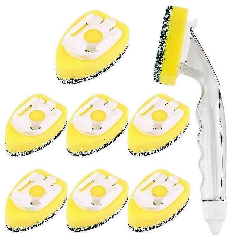 Heavy-Duty Dishwashing Sponge with Handle, Non-Scratch & Reusable