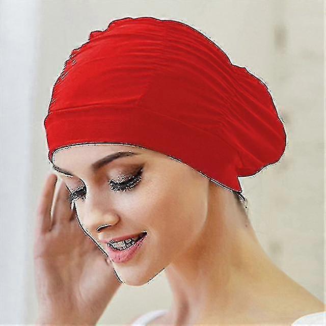 Gorro de baño impermeable para pelo largo - Nylon rojo