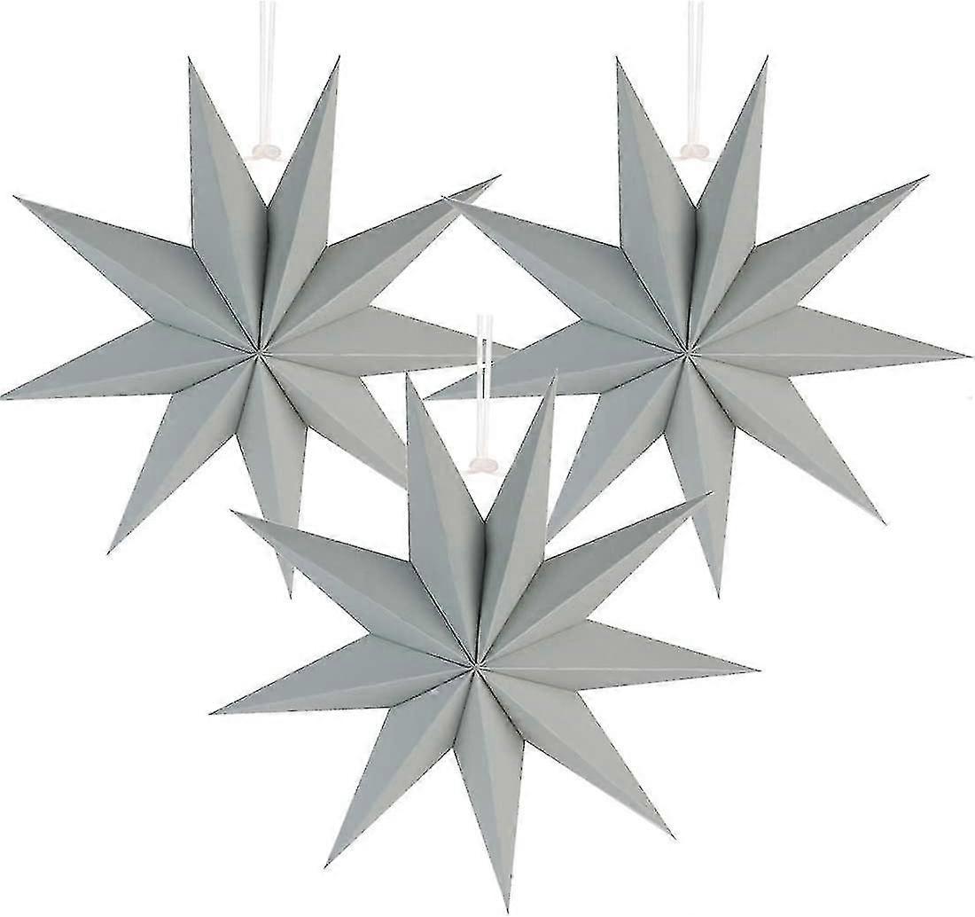 クリスマス9ポイントペーパースターデコレーション30cmグレー3個セット
