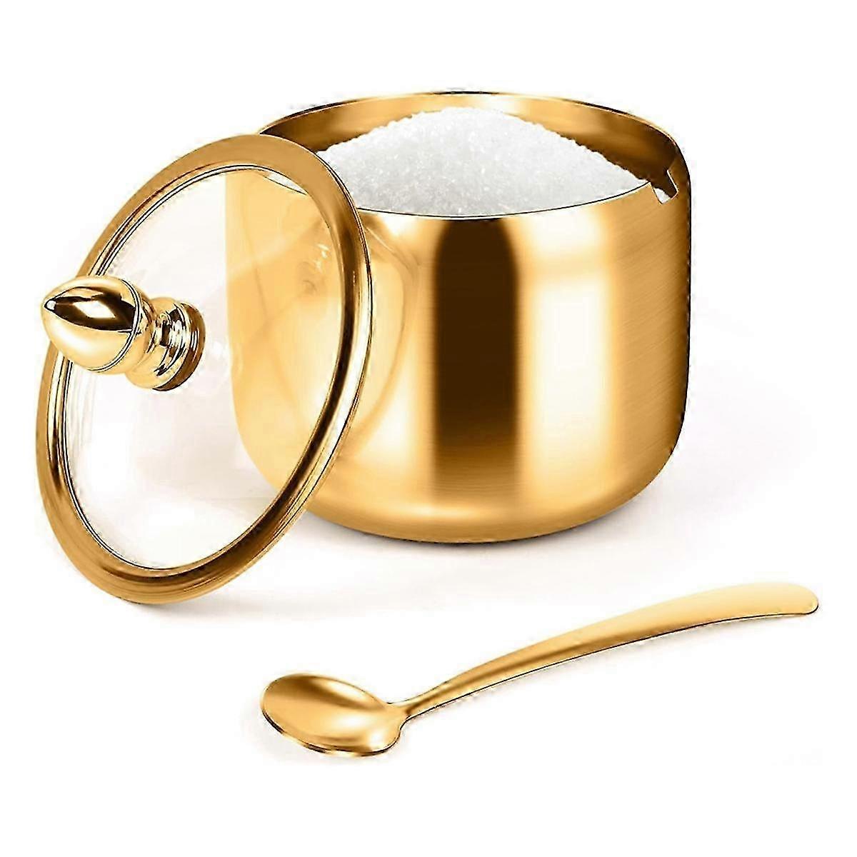 Sugar Container with Lid and Spoon for Coffee, Salt, and Kitchen Storage