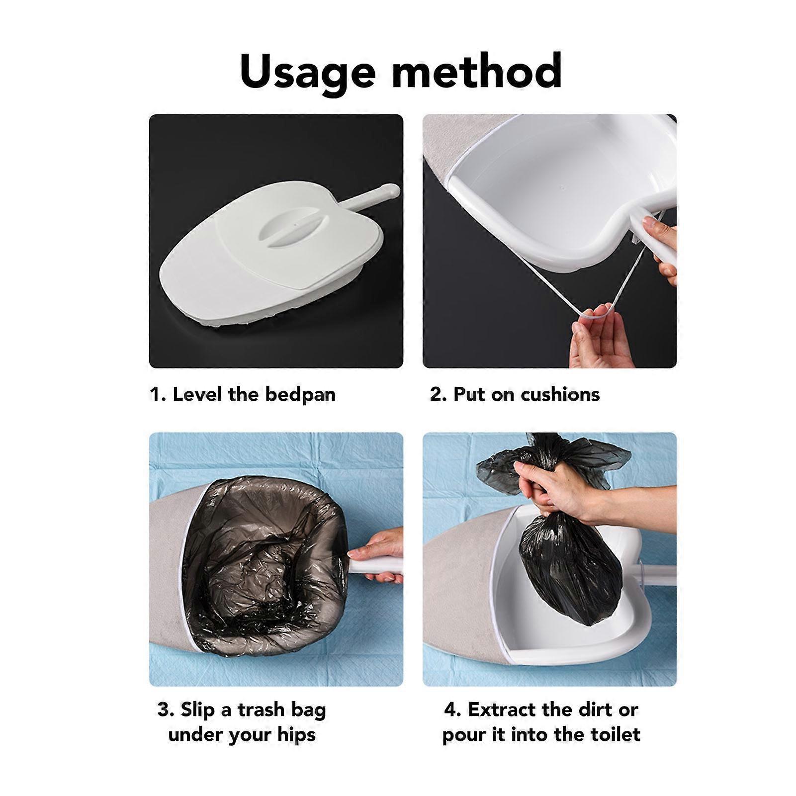 Bedpan with lid and handle, soft cover, removable, easy to clean, comfortable