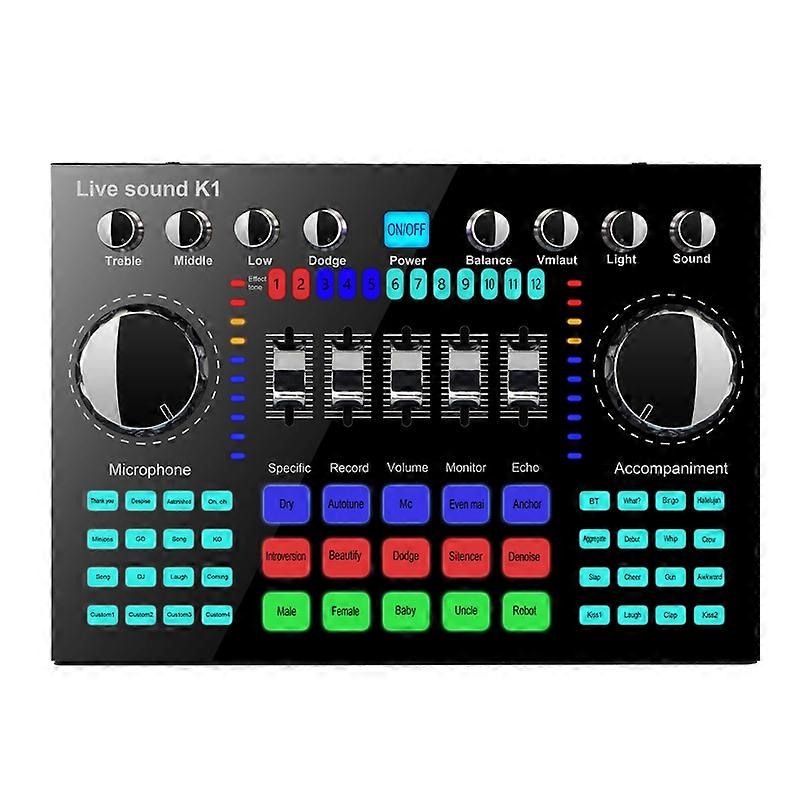 K1 Sound Card Mixer Board Streaming Audio Bluetooth 5.0 Universal