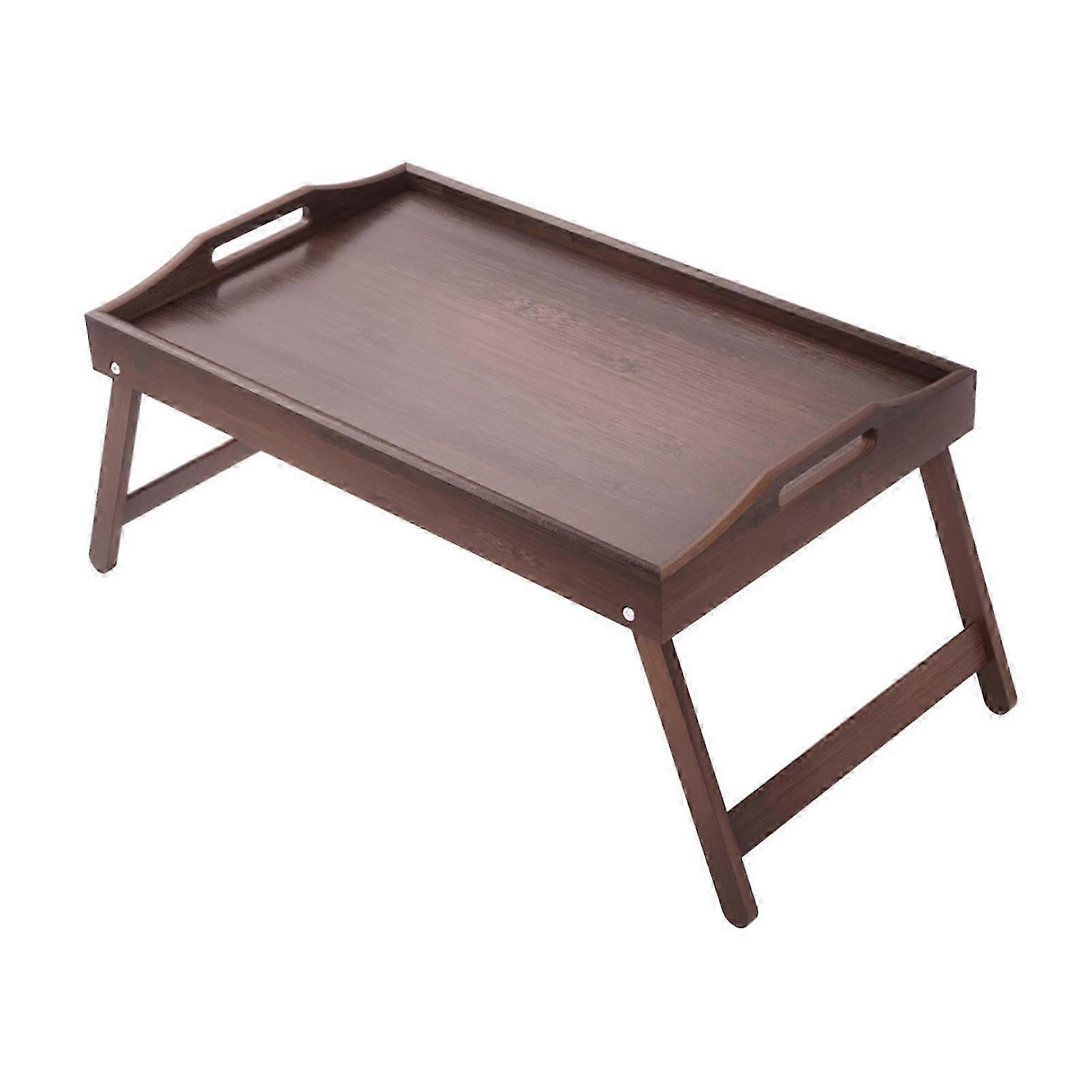 折りたたみ脚付き竹製の朝食トレイ - ソファ、ベッド、読書&描画用のラップトップデスク - ホワイト