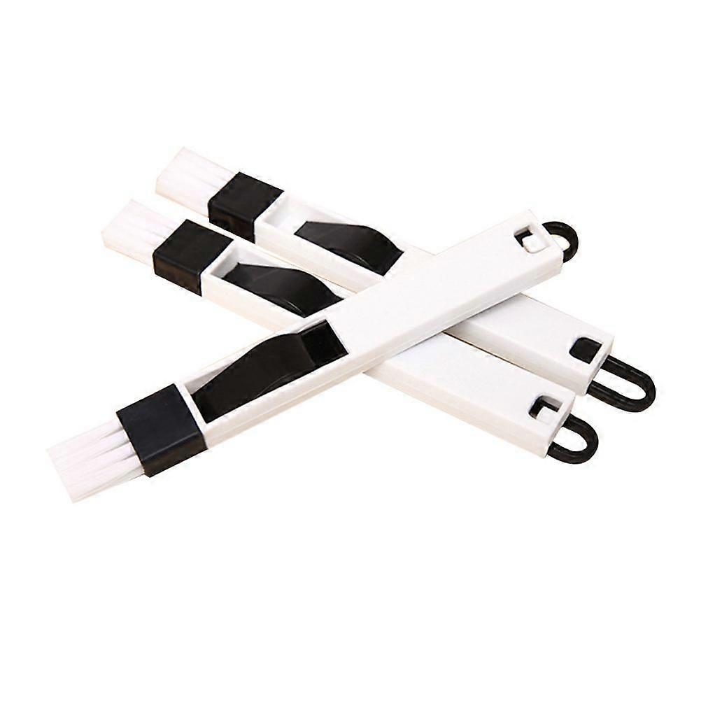3Pc 2 in 1 Small Brush Multipurpose Window Door Groove Corner Keyboard Detachable Brush Cleaning Tool with Dustpan Black