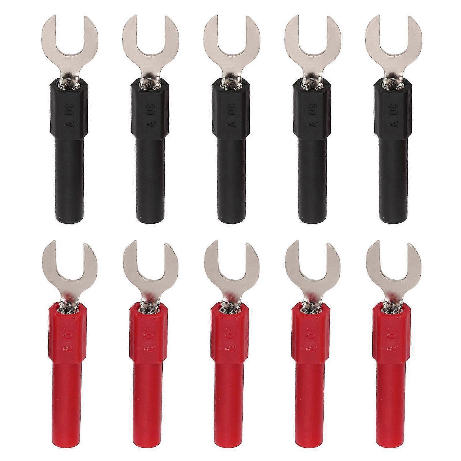 10pcs Fork Spade Wire Connectors PVC Brass Material 6mm/0.2in Y Type 4mm/0.2in Hole U Type Banana Plug Maximum.10A 2025