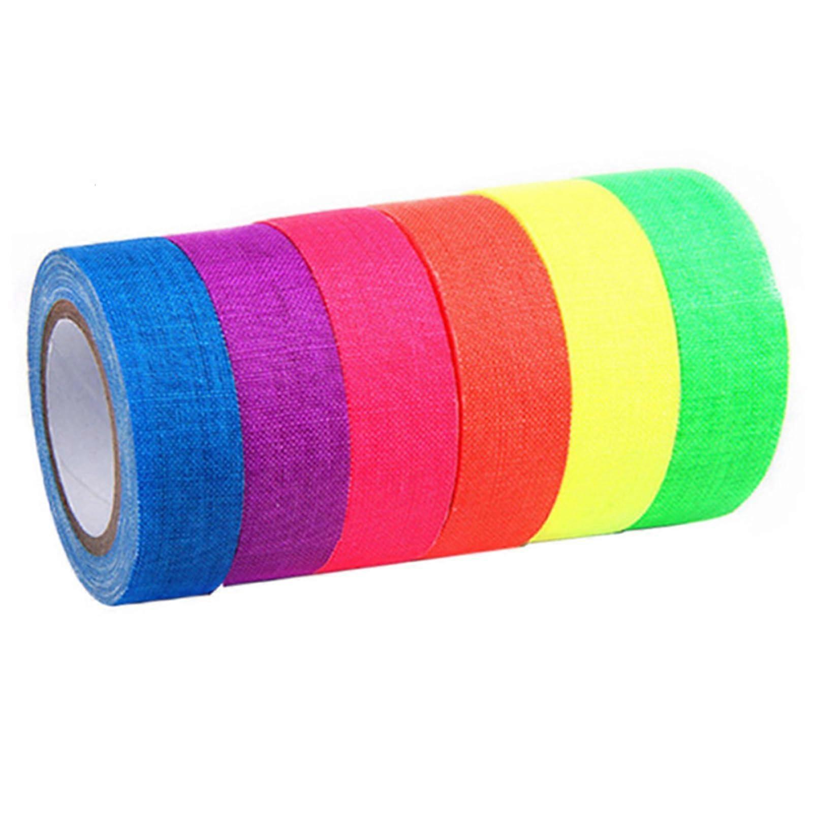 Fluorescent Fabric Tapes Self Adhesive Luminous 6 Colors Bulk Roll 1 Inch Wide 16 Feet Long for Craft and DIY Projects