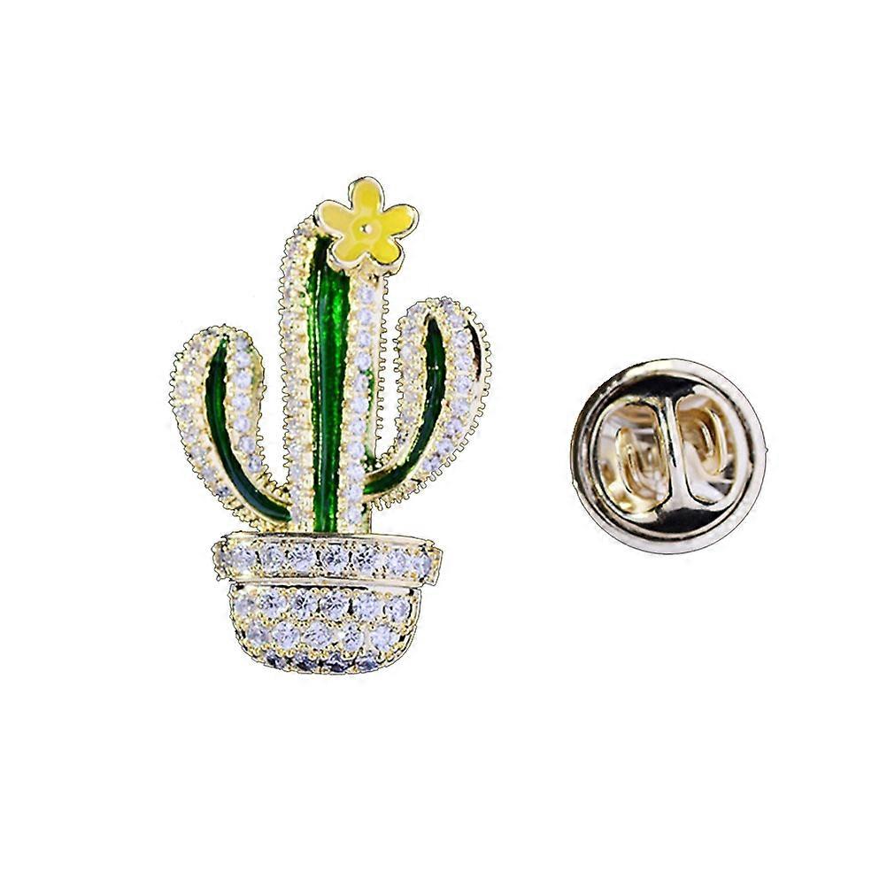 Dress Brooch Cactus Shaped Brooch Jewelry Party Use Assorted Color 3 x 2 x 0.5 cm Copper Zircon 1Pack