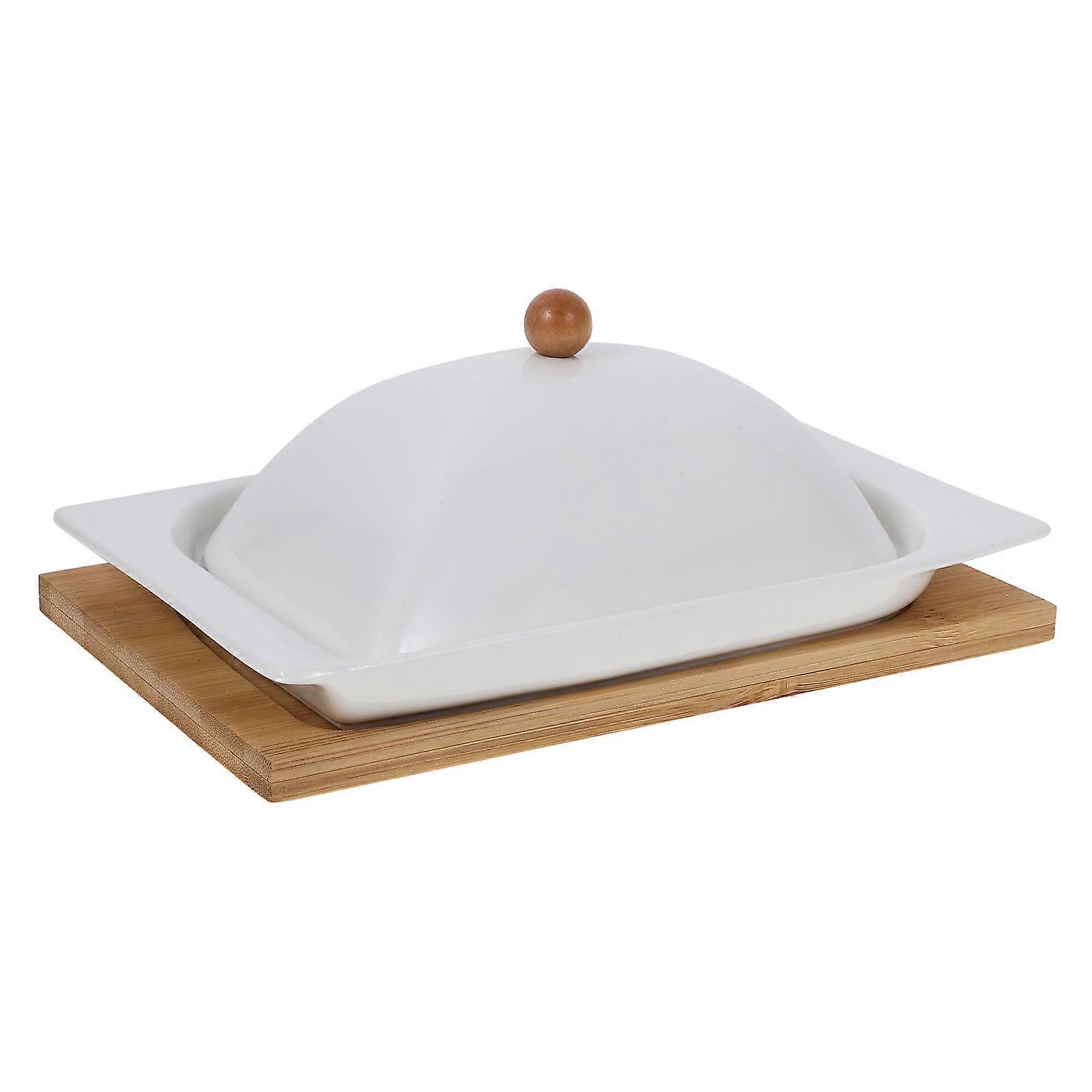 Ceramic Butter Storage Dish Rectangular Simple Design Food Storage For Home Use 1Set