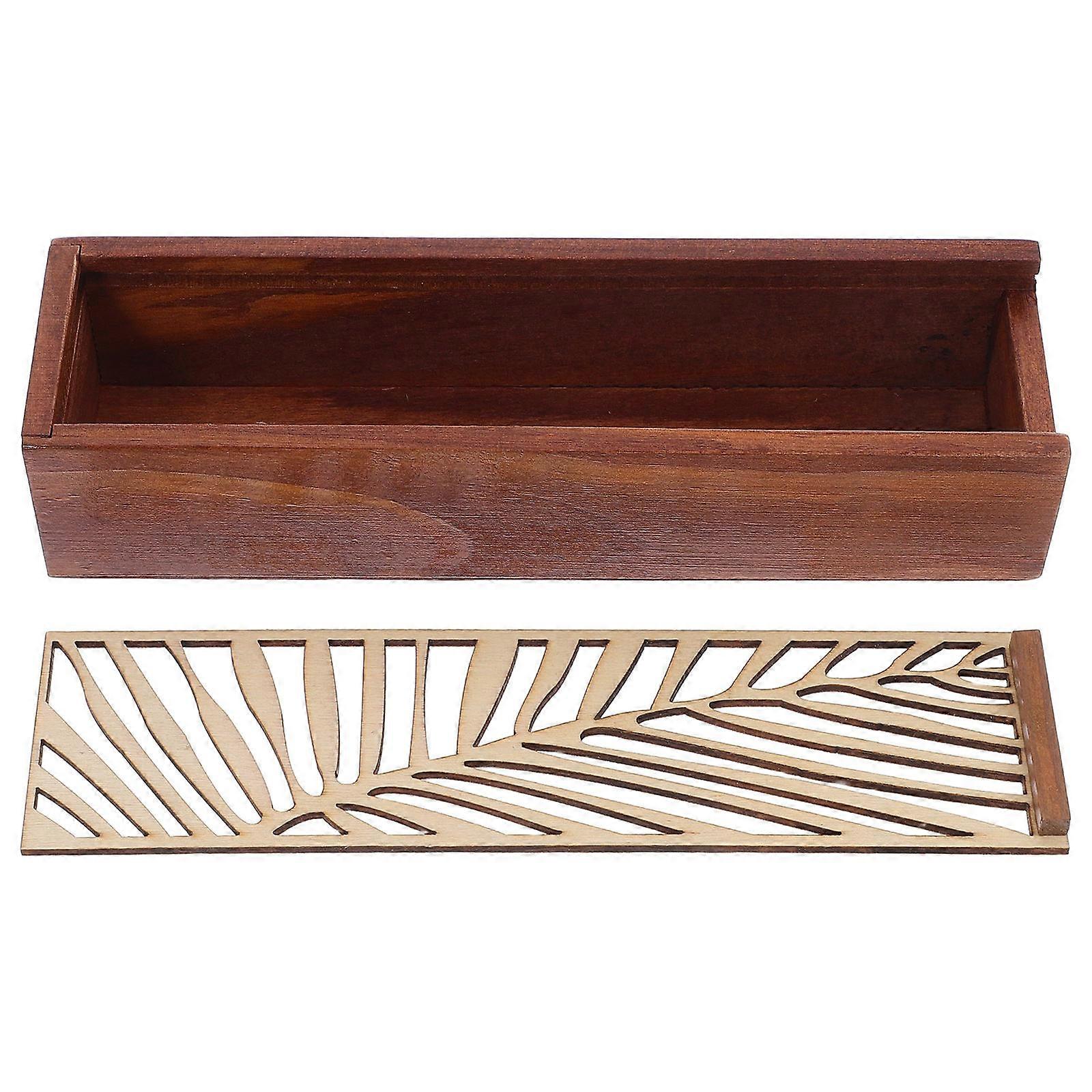 Wooden Pencil Box Elegant Design Rectangular Shape School Use Stationery Storage 1Pcs