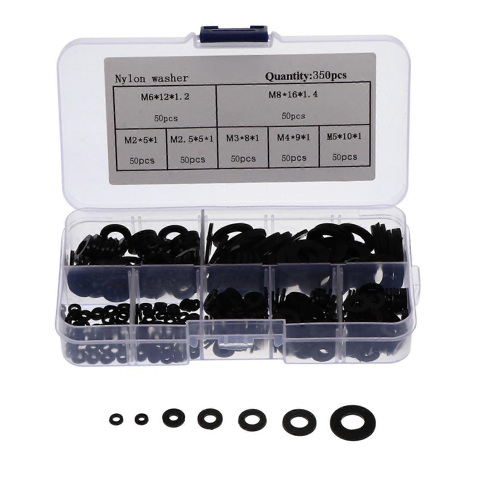 350pcs Nylon Flat Washers Assortment Kit for Faucet & Hose Maintenance Leak Prevention Gaskets & Spacers with Portable Organizer Box