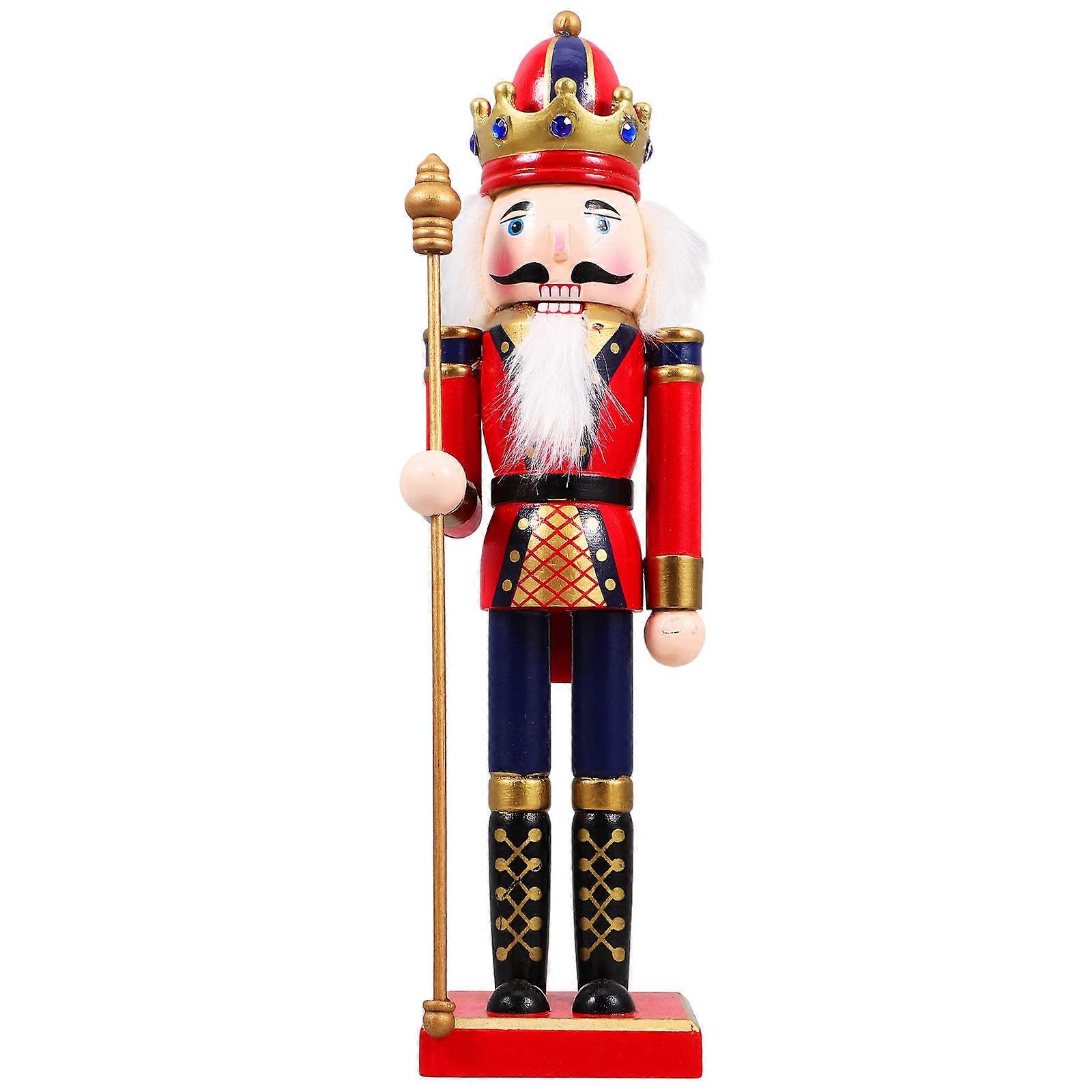 Wooden Nutcracker Statue Desktop Nutcrackers Craft Christmas-Themed Decor For Table Decoration Multi-Colored 30.00X8.50X6.50CM 1Set