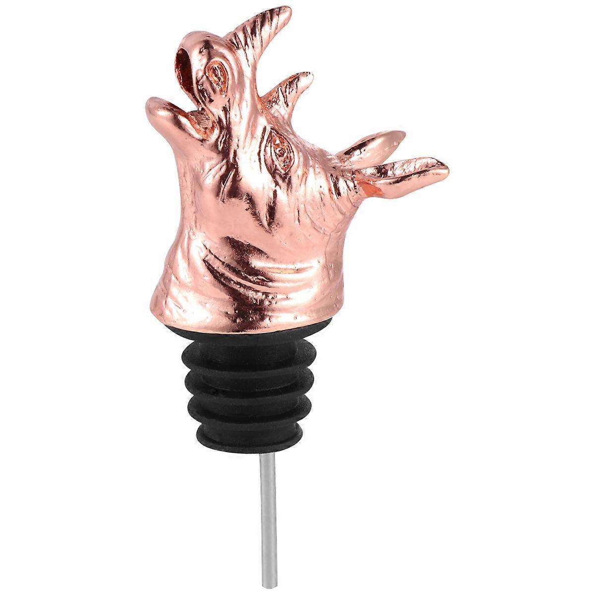 Metal Pourer Rhino Head Pourer Animal Shape Zinc Alloy Sealing For Party Restaurant 1Pack