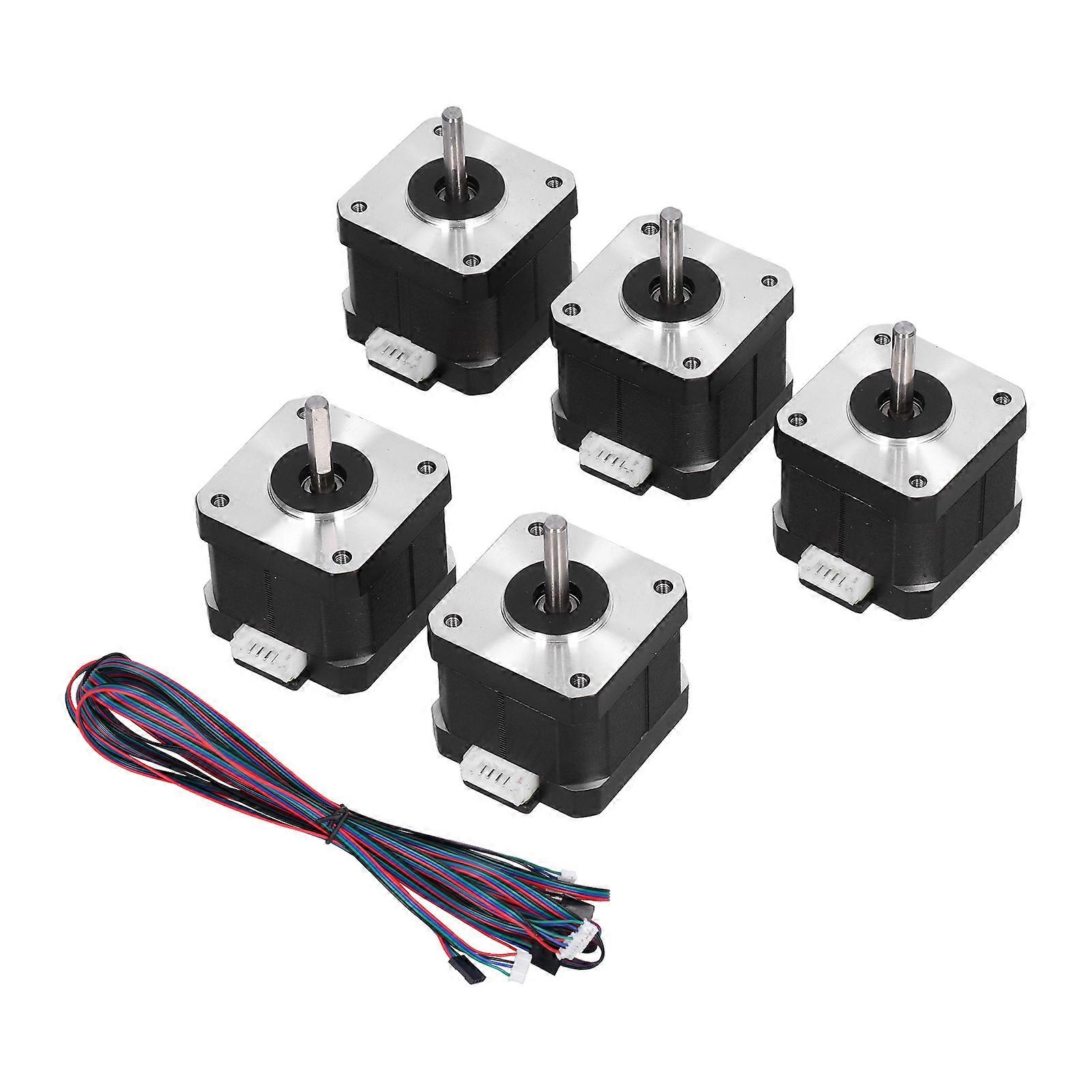 5Pcs Stepper Motor High Accuracy Stability Uniform Speed Lower Noise 0.9 Degree Three Dimensional Printer MotorThread (1 Black and 1 White)