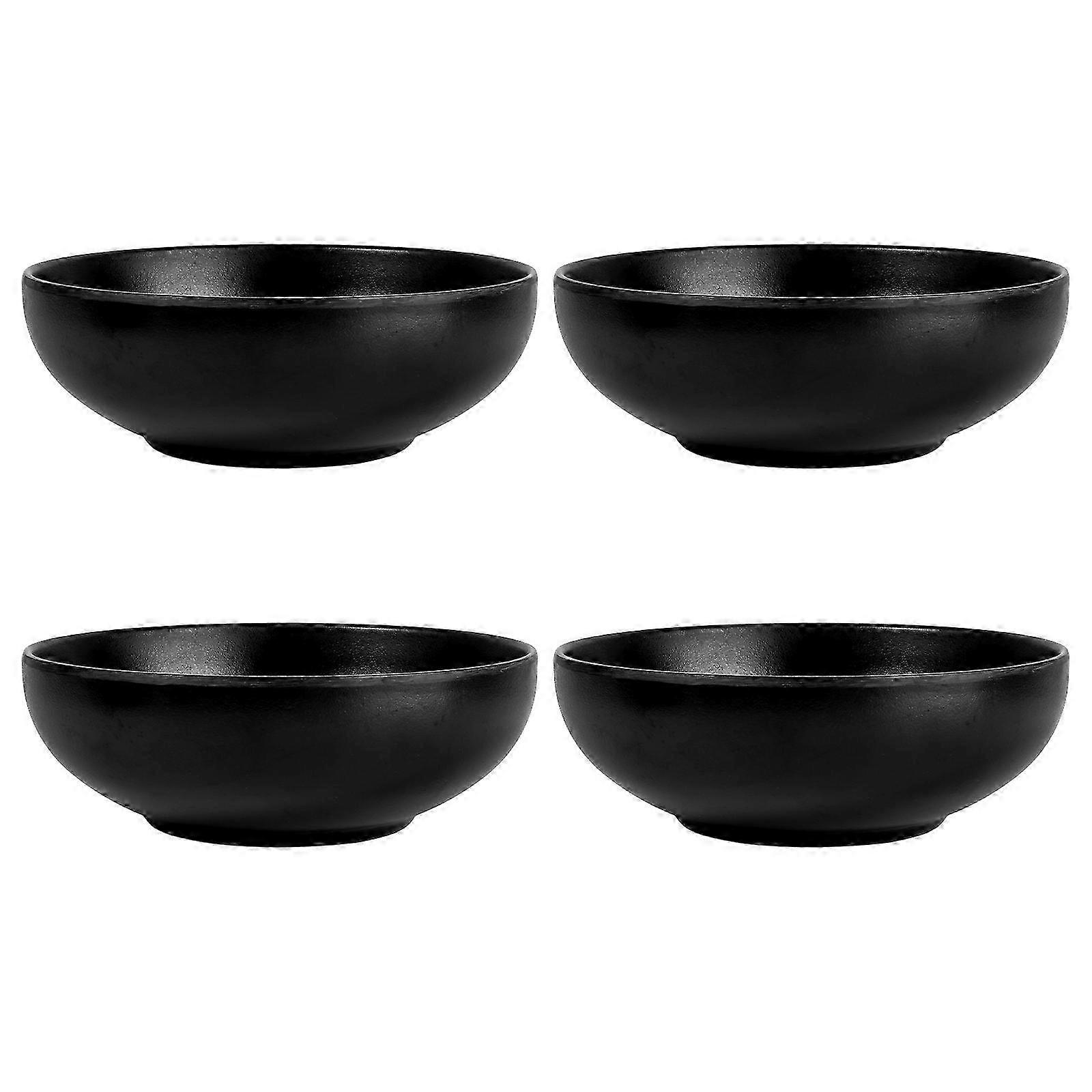 サラダフルーツライスヌードル用4個和風ボウル-14x14x5cm-ブラック