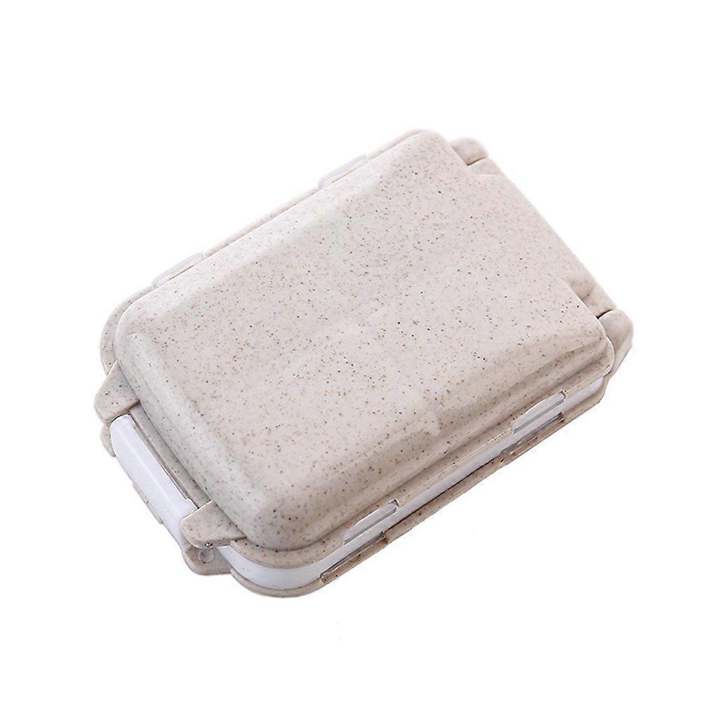 Foldable Wheat Straw Storage Container 2 Pcs For People Who Need Medication Beige Three-layer Organizer