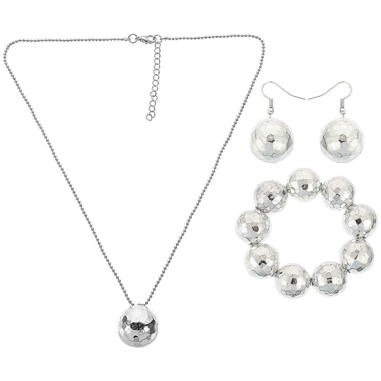 Creative Disco Ball Jewelry Kit Necklace, Bracelet & Earrings Set for Parties, Weddings, Festivals Shiny Attractive Accessories for Women