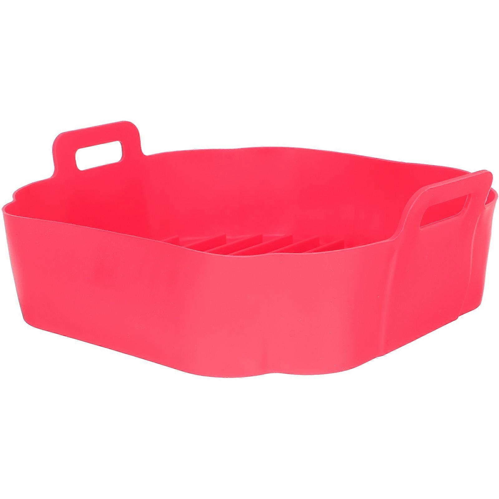Reusable Air Fryer Silicone Liner Non-Stick Heat-Resistant for Baking 20x20cm Red Color 1Pcs