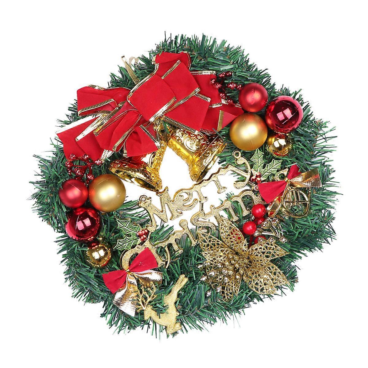 Christmas Ball Wreath Rattan Wreath Door Decor Multi Color 30cm Cloth Material 1Set