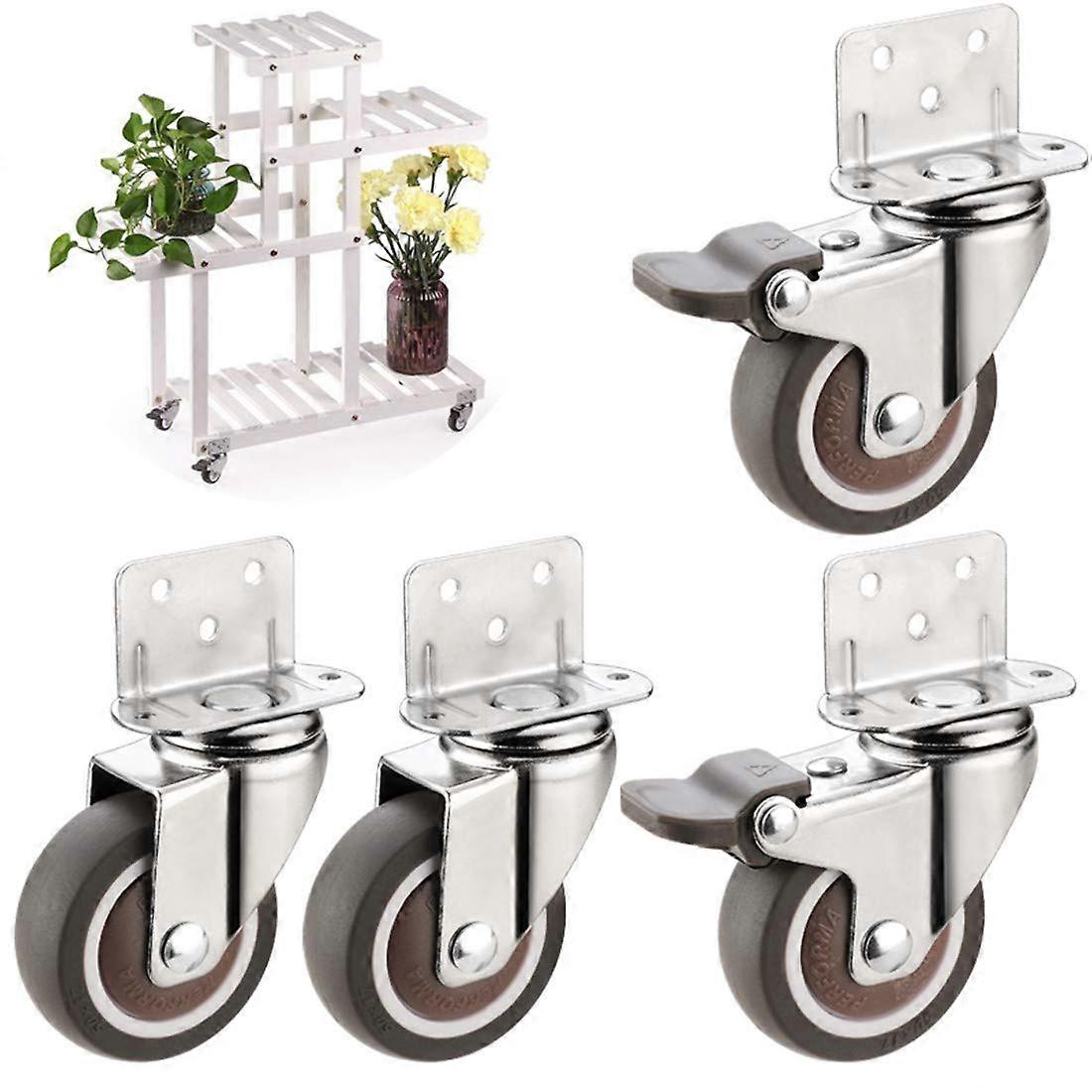 4erSet Lshaped wheels with double locking, low profile, 360° swivel