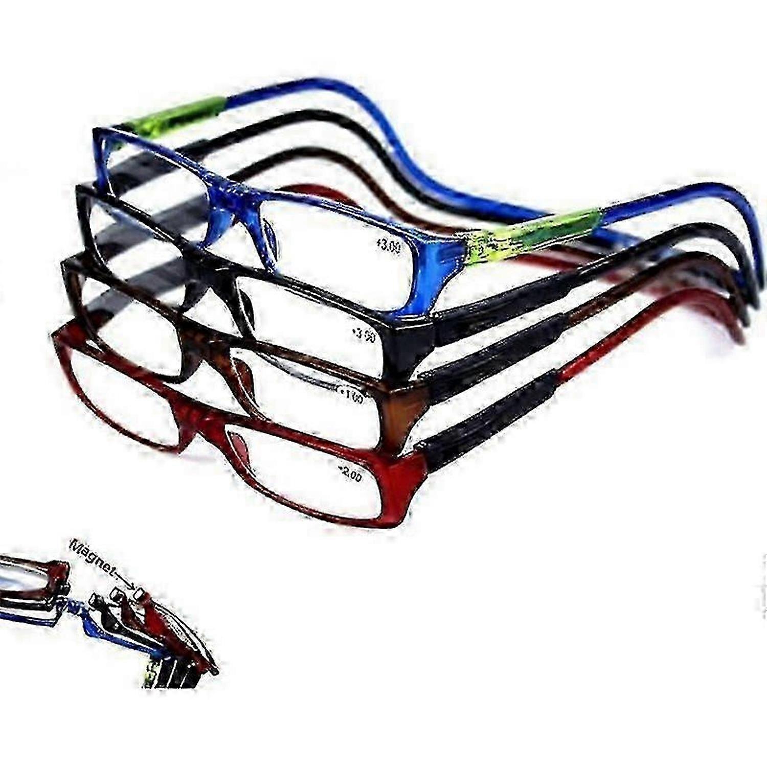 +25 Two-tone Magnetic Reading Glasses 4 Pairs