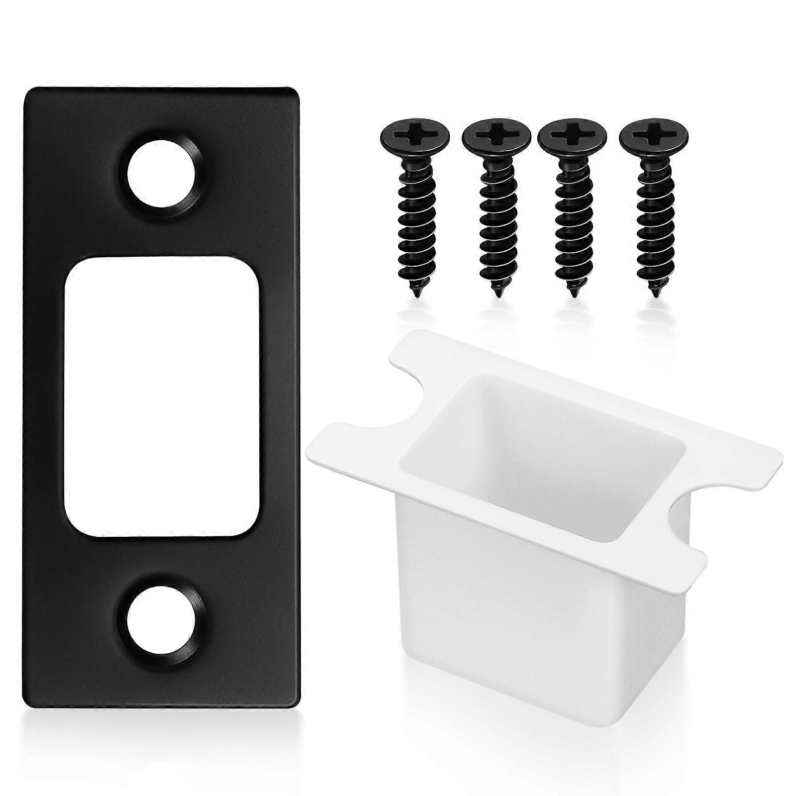 Black Deadbolt Strike Plate Replacement Kit for Enhanced Security – Easy Installation and Versatile Use with Doors and Electronic Locks