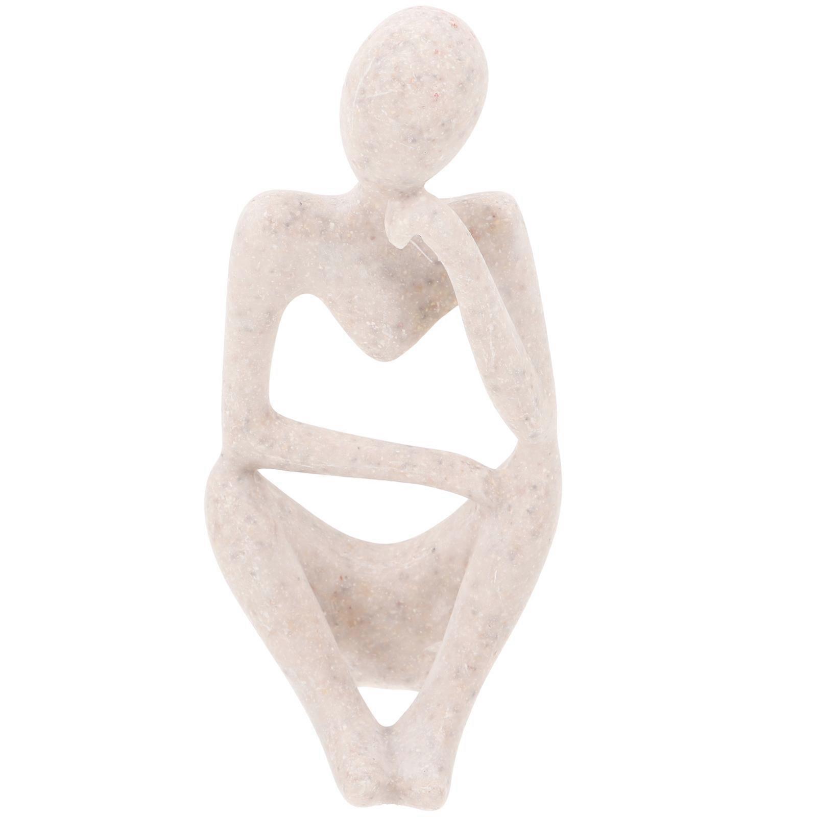 Elegant Thinker Figure Resin Statue Home Decoration Beige Abstract Minimalist 1Pack