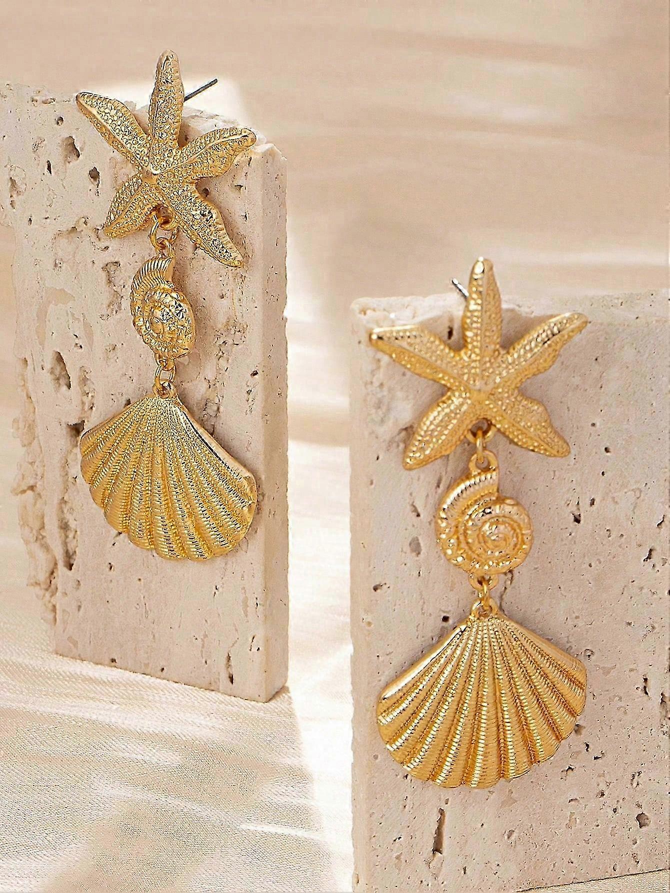 1pair Starfish Shell Dangle Earrings 2025