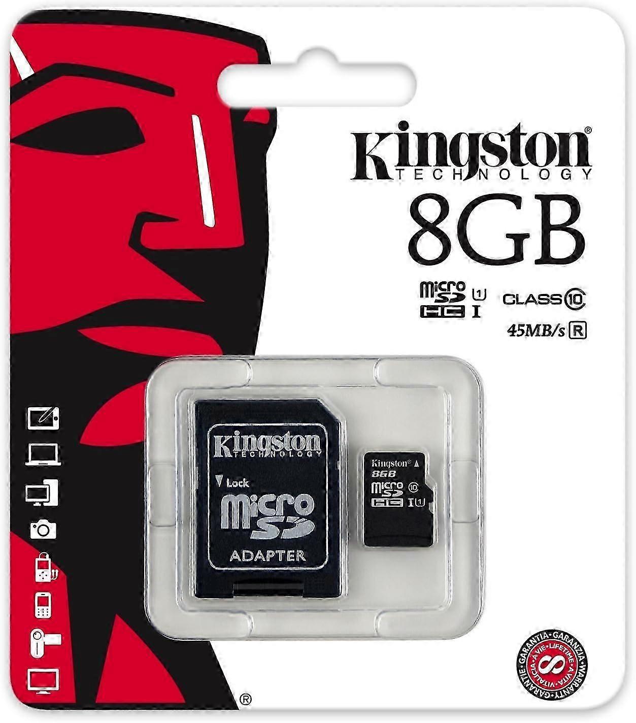 Kingston SDC10G2/8GB 8 GB UHS Class 1/Class 10 Flash Memory Card (microSDHC to SD Adapter Included)
