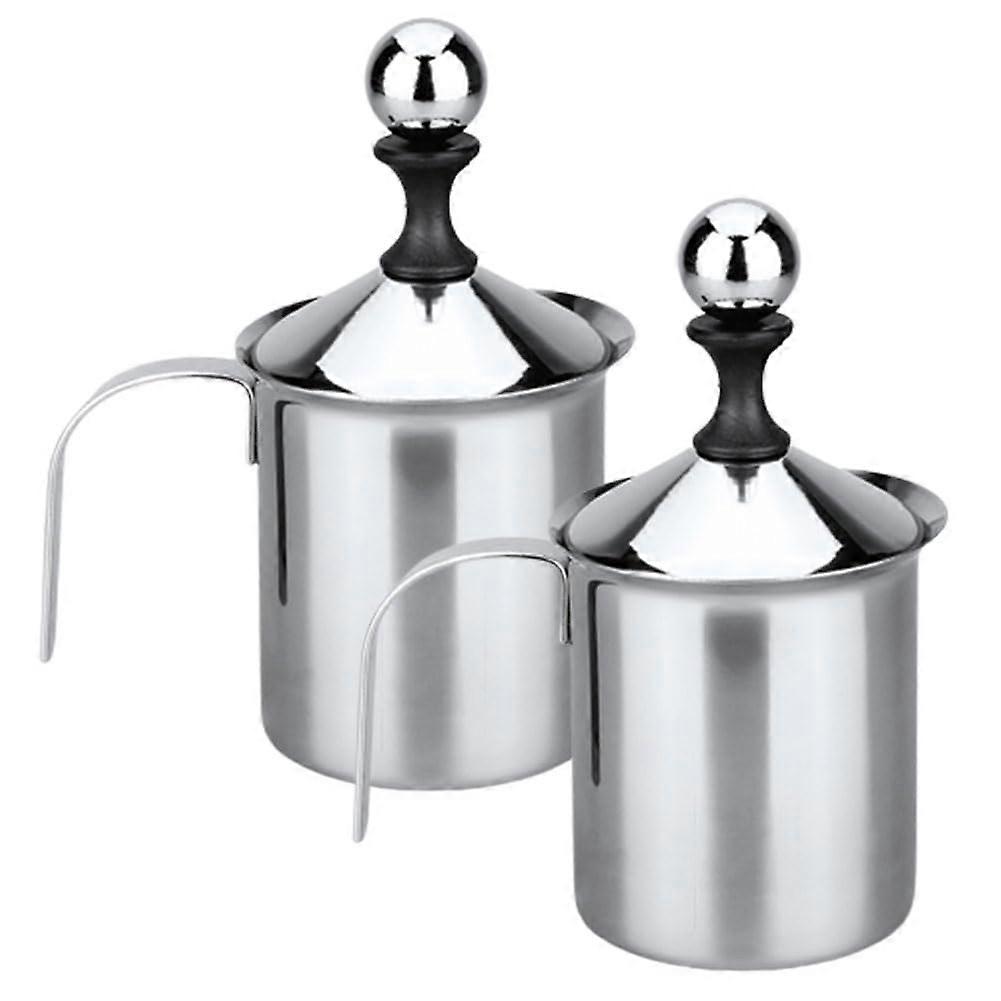 Manual Double Layer Milk Foam Maker, Stainless Steel Handheld Milk Frother Jug, 800 ml x 2