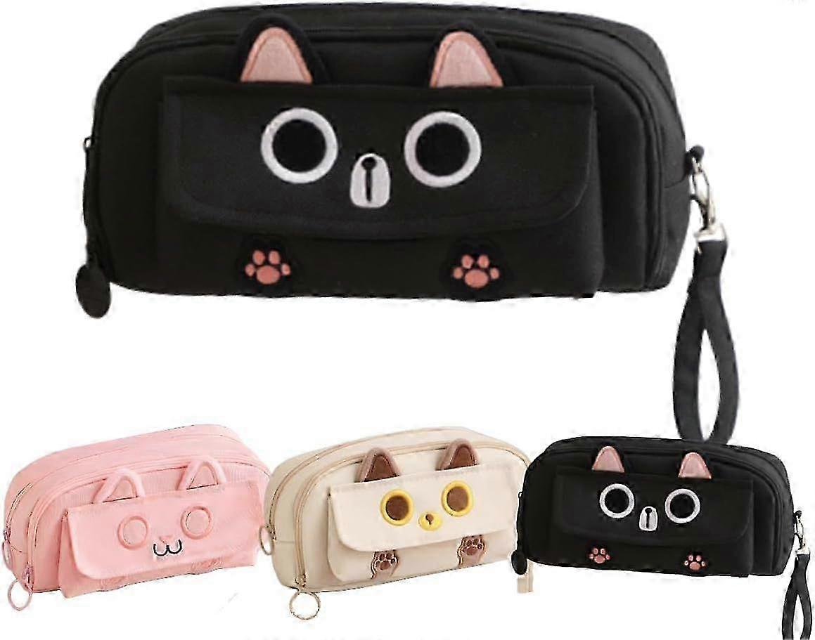 Kitty Cat Pencil/Pen Pouch 4-Layers Extra Capacity Organizer with Mesh Pockets