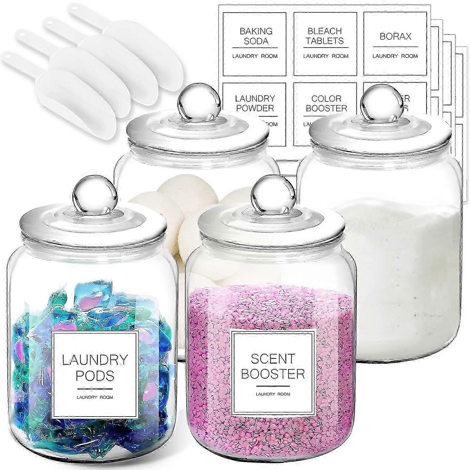 4 Set Large Airtight Glass Jars for Home Storage Half Gallon