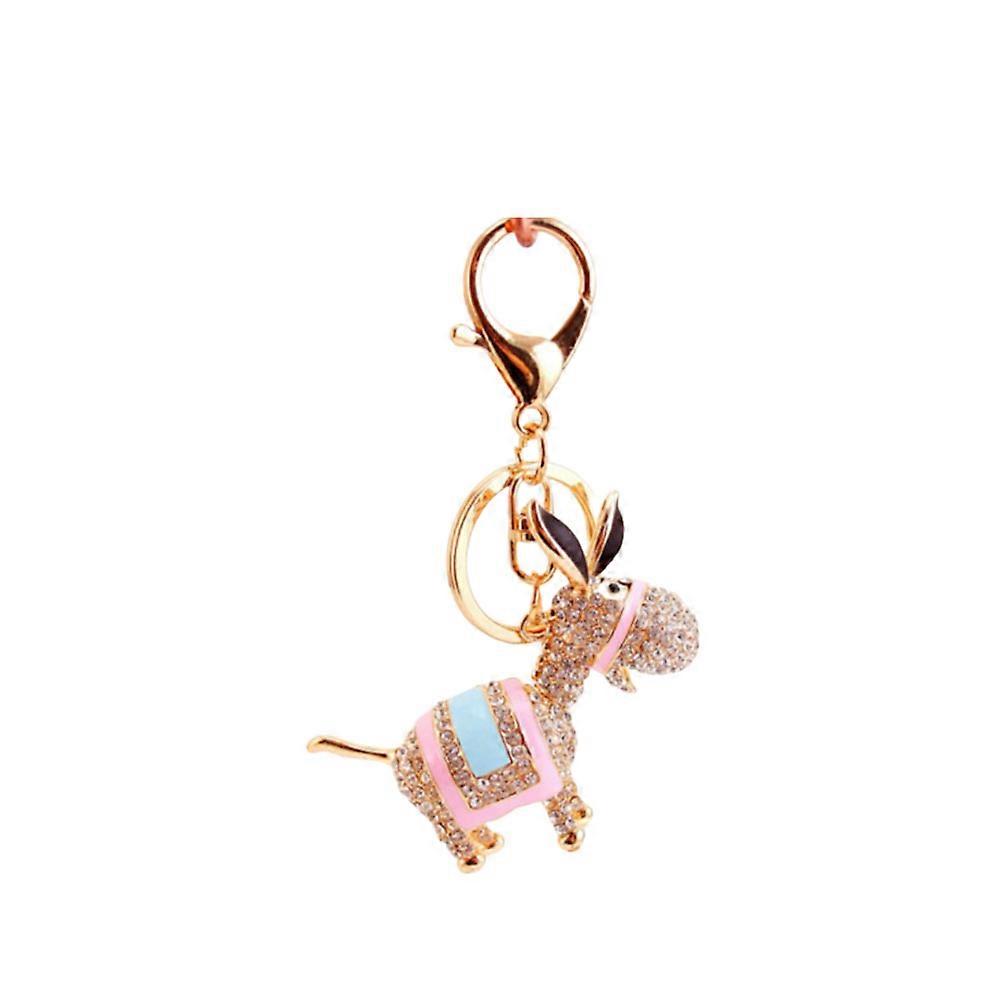 Animal Keychain Donkey Shape Key Holder Bag Accessory Pink 6.5x10.5cm Key Decoration 1Pc