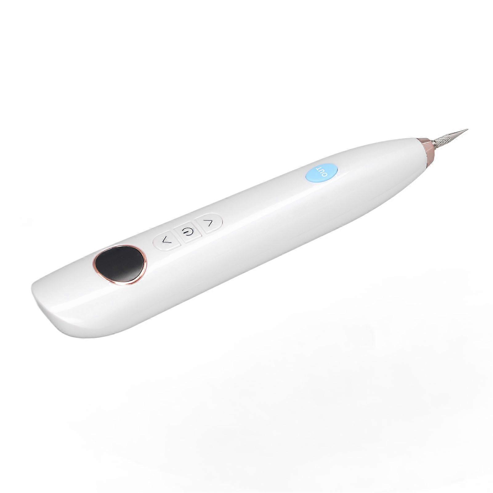 Mole Remover Pen 9 Gears LED Screen Freckle Removal Lighting Skin Spots Beauty Pen with Replace Needles White Plug in Type 