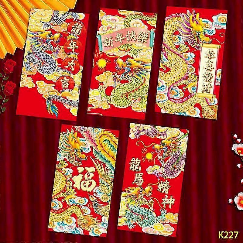 30Pcs Chinese Style Red Envelopes New Year Money Packets Lucky Money Bags 2024 Red Envelopes (Mixed Style)