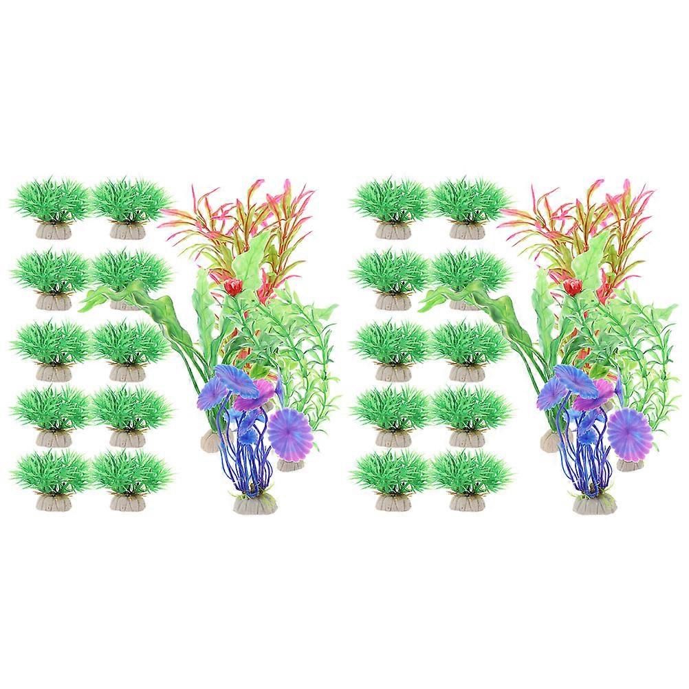 Small Aquarium Decor Plastic Fish Tank Landscaping Decor Assorted Keeping 28Pcs