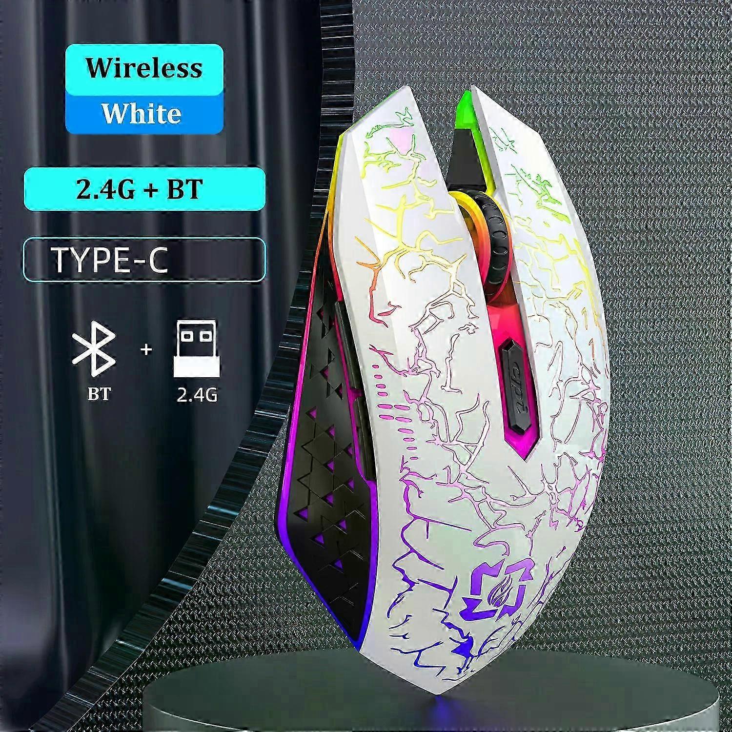 RGB Bluetooth 5.2 Wireless Gaming Mouse with 6 Buttons, Dual-Mode, Rechargeable and Silent for Tablets and Laptops