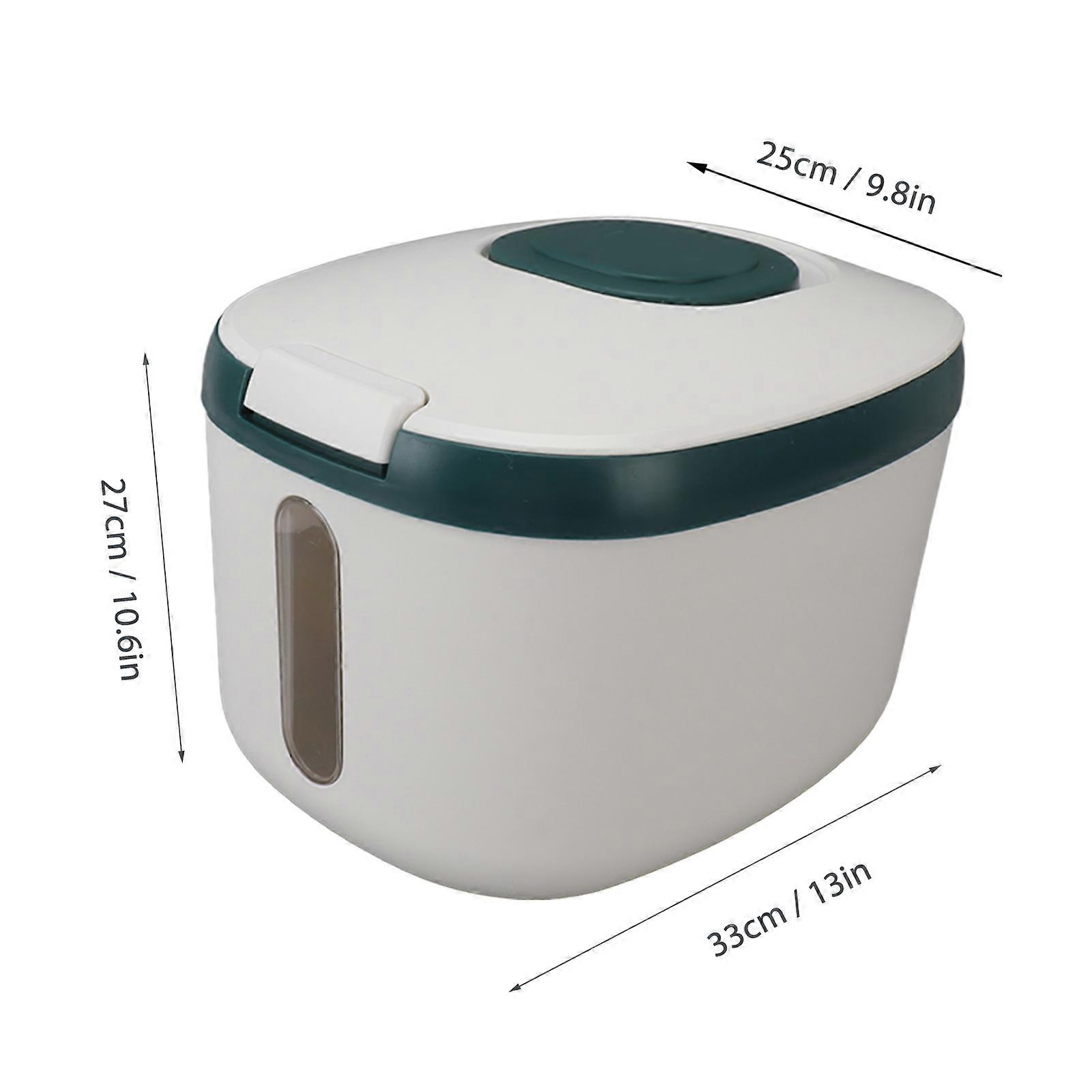 Rice Container Bug Proof Odorless Airtight Rice Box with Clear Window for Grains Sugar Flour L Green (15kg/33.1lb) 