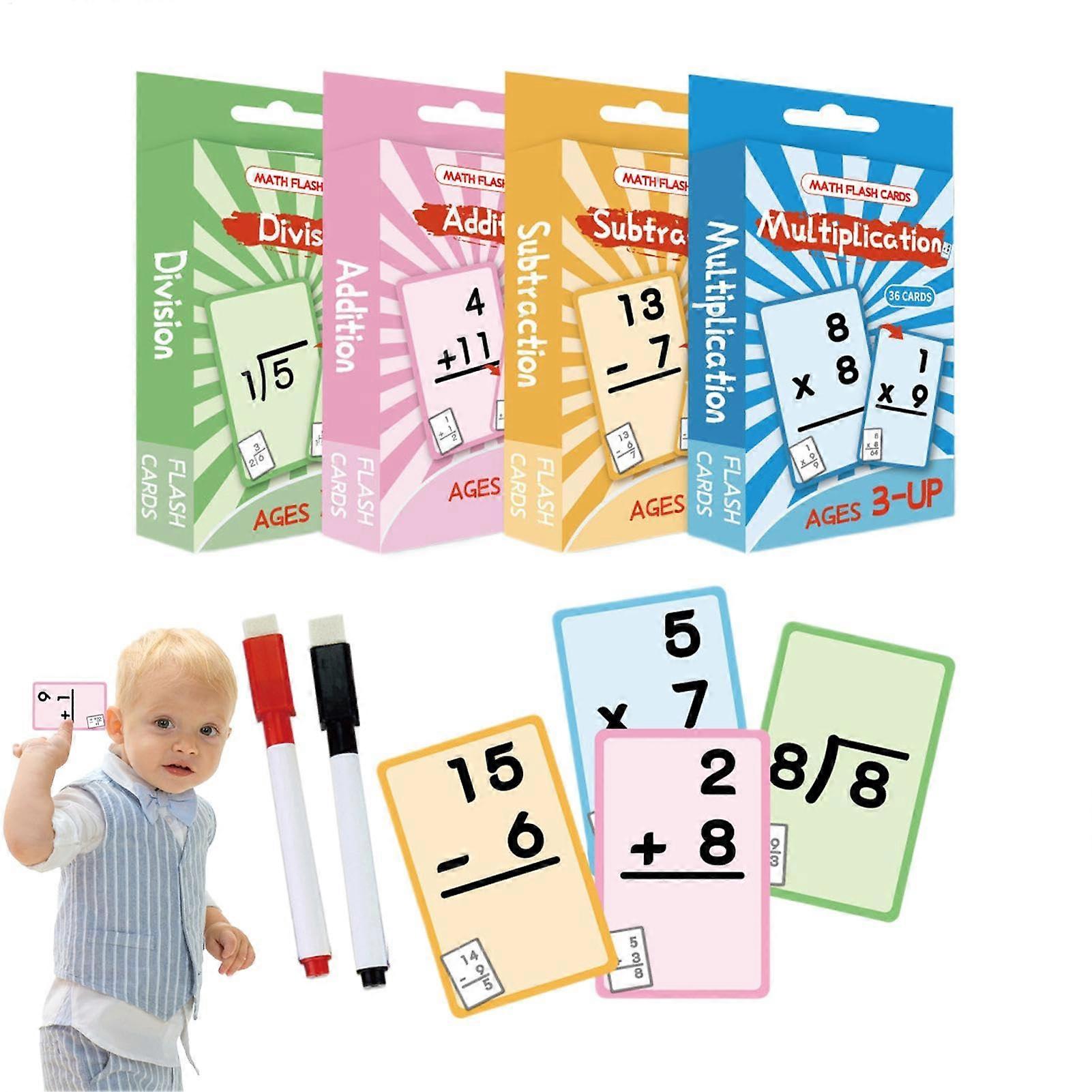 Mathematical Flash Cards for Addition and Subtraction, Math Flash Cards, Dry Erase Flashcards for Improved Skills