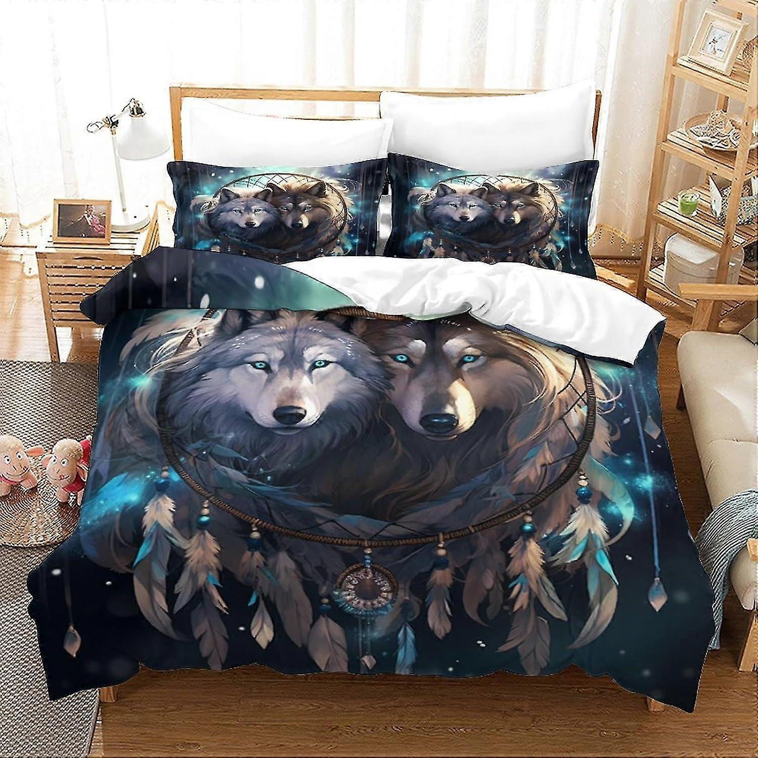 Cool Wolf Bedding Sets Duvet Cover Bed Set Collection for Teens and Kids Without Comforter Sheet Double
