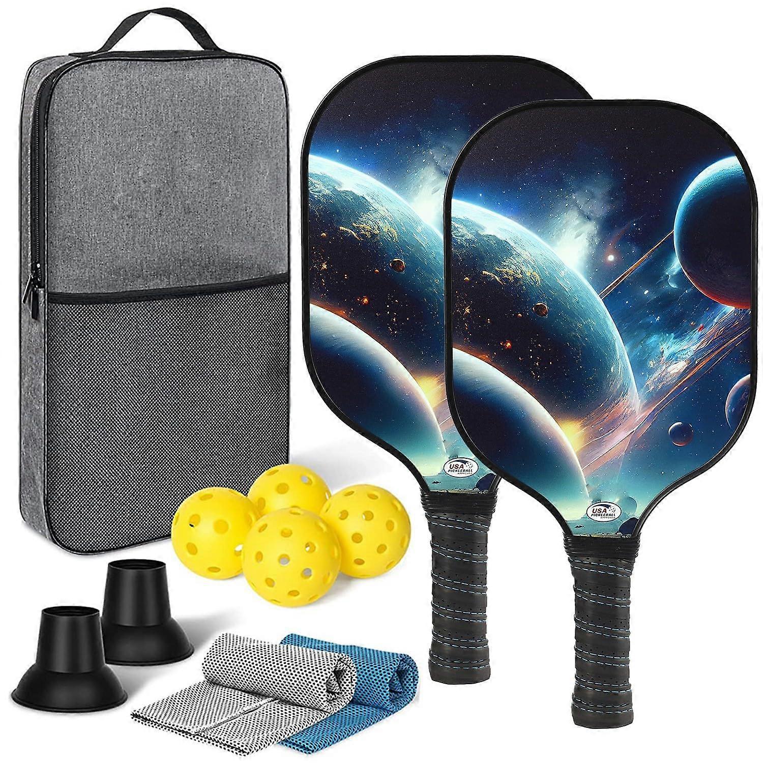 Fiberglass Pickleball Set with 2 Pieces, Pickleball Paddles for Adults, Lightweight Pickleball Set for Beginners and Professionals 14