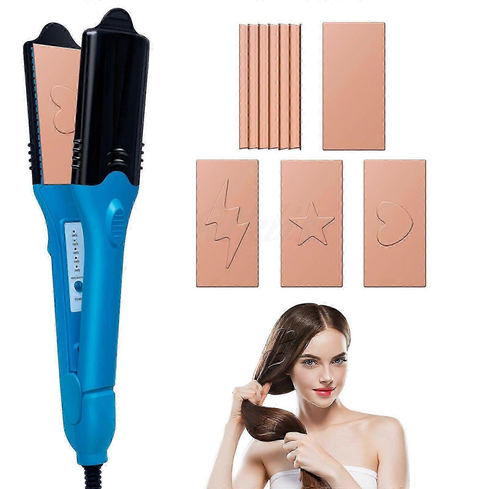 piastra per capelli aggiornata, ferro da stiro per l'imprinting dei capelli 3d con 5 diverse piastre tra cui piastra per capelli calda
