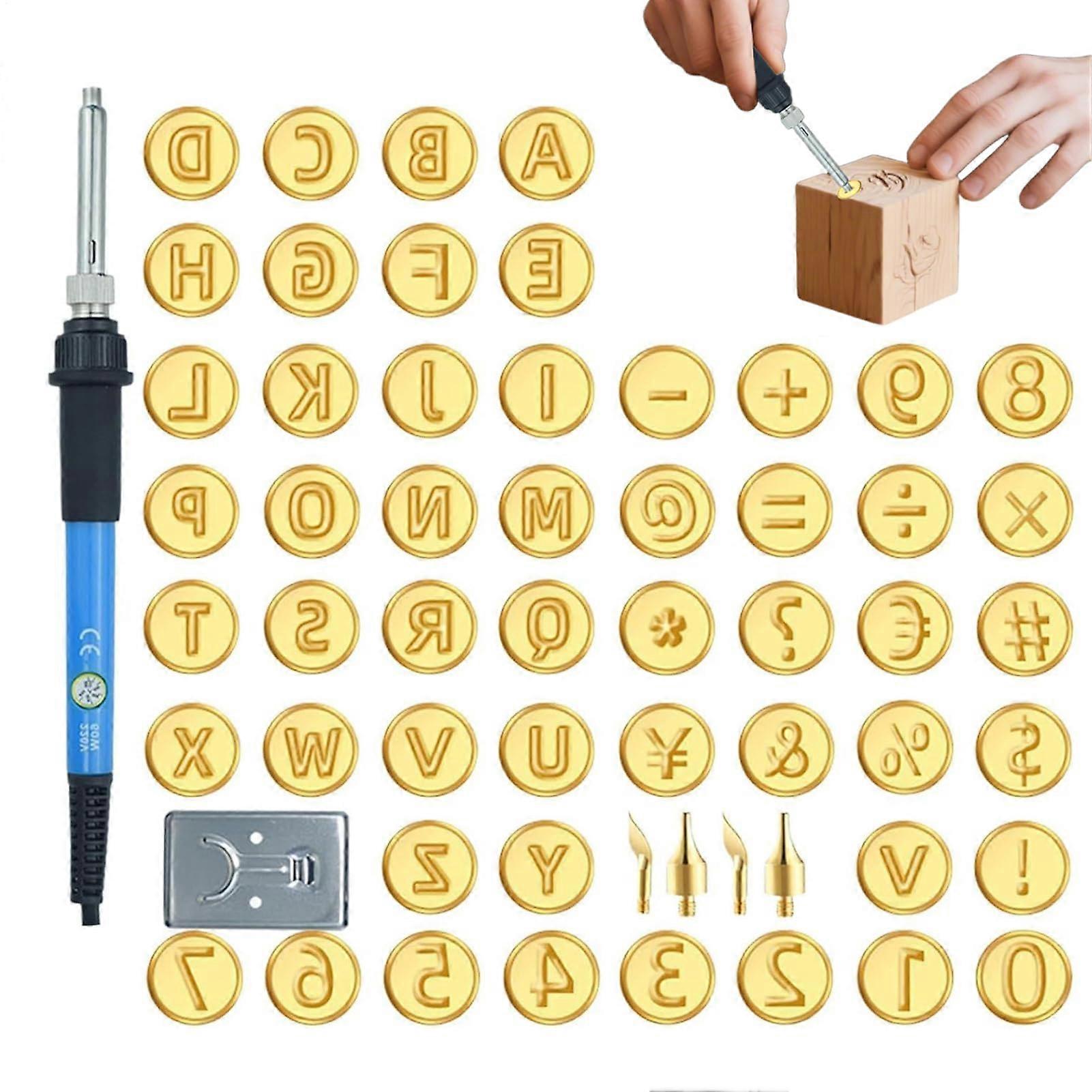Woodburning Engraving Tool Wood Stamp Set Alphabet Number Templates, Adjustable Temperature Soldering Iron