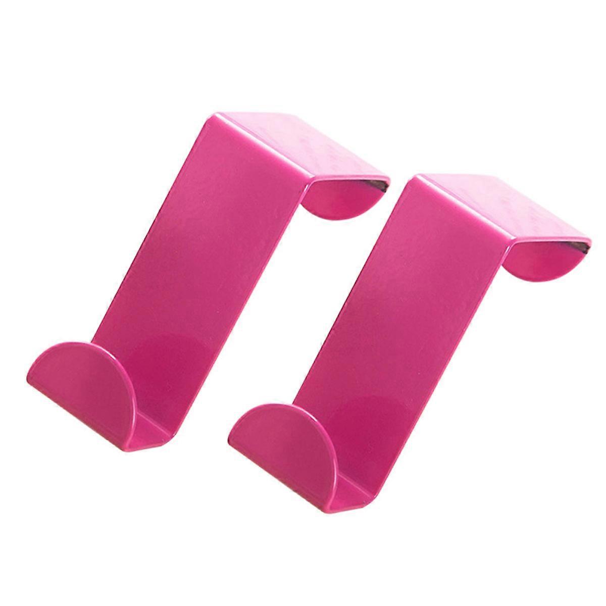 Bathroom Towel Hooks Stainless Steel Over the Door Hooks for Clothes Towel Scarf Hat Pink 6 00X4 10X2 50CM Space Saving 2Pcs