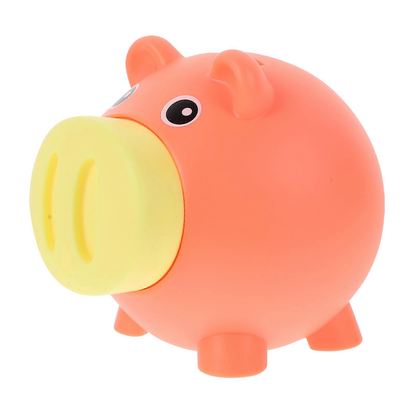 Adorable Pig Shape Coin Box Made of Plastic for Storage Use Orange Large Capacity