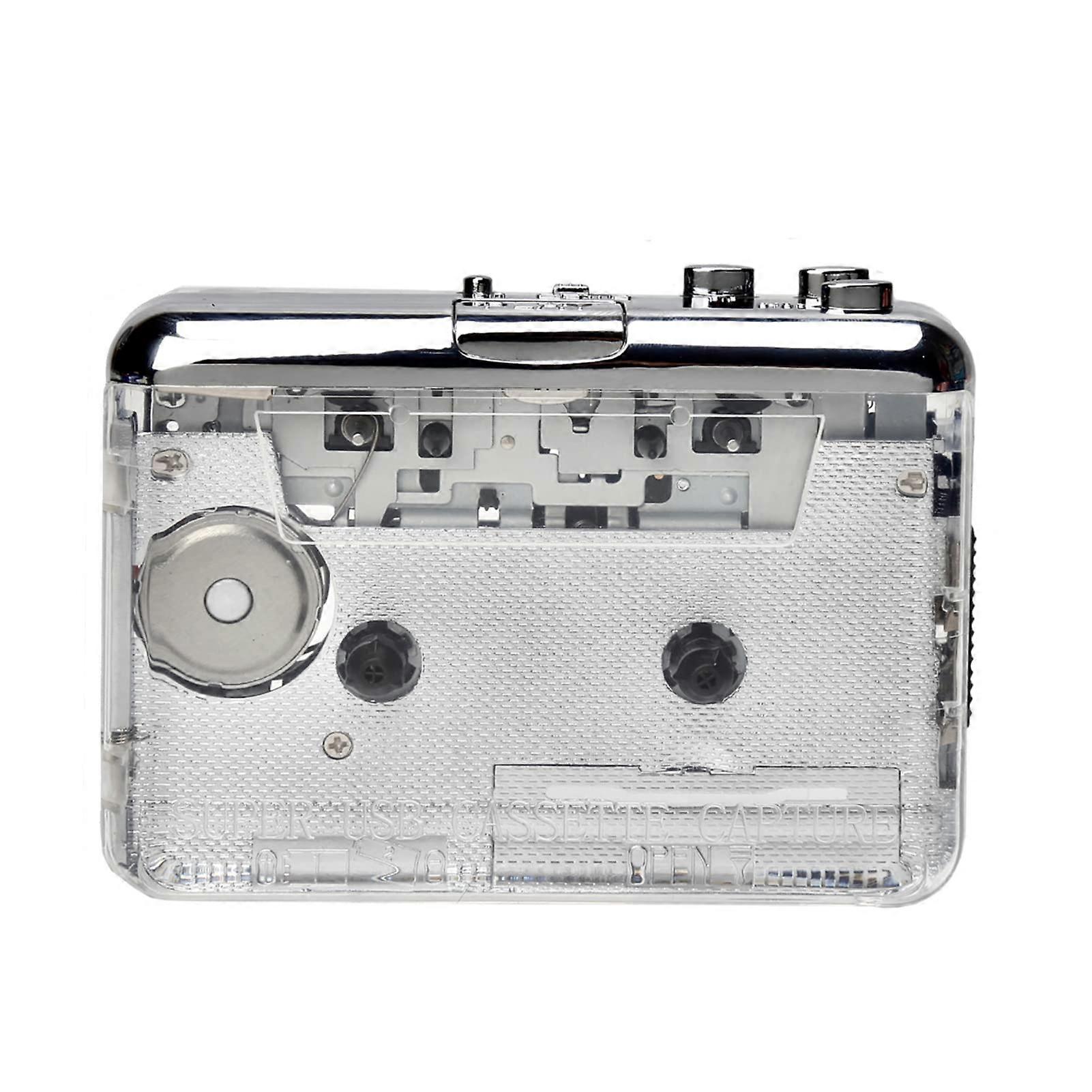 Portable Cassette to MP3 Player Converter with Tape Converter Software for Music Listeners Transparent Shell Size