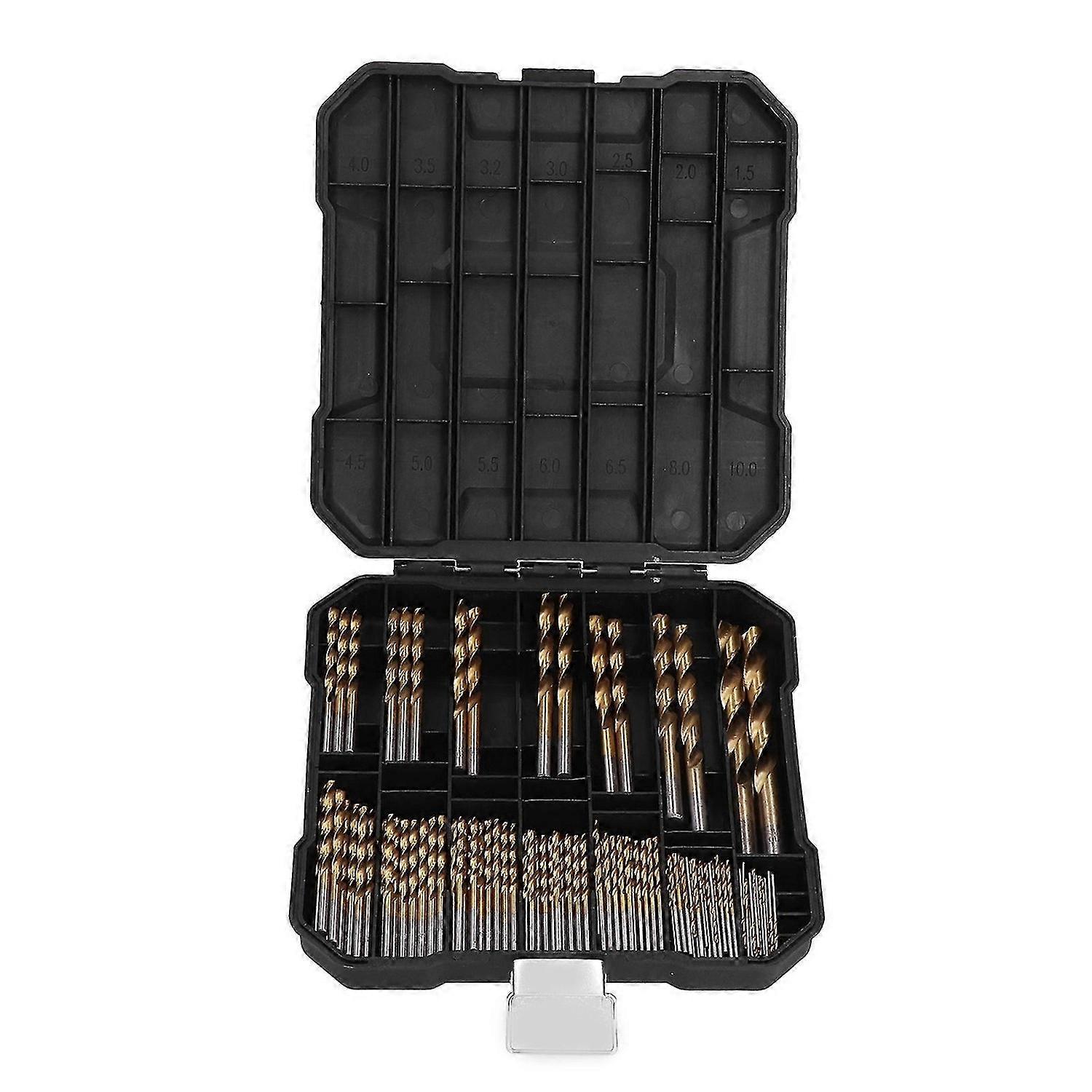 99Pcs Twist Drill Bits HSS Ti Plated 1.5mm10mm 14 Specifications with Storage Box