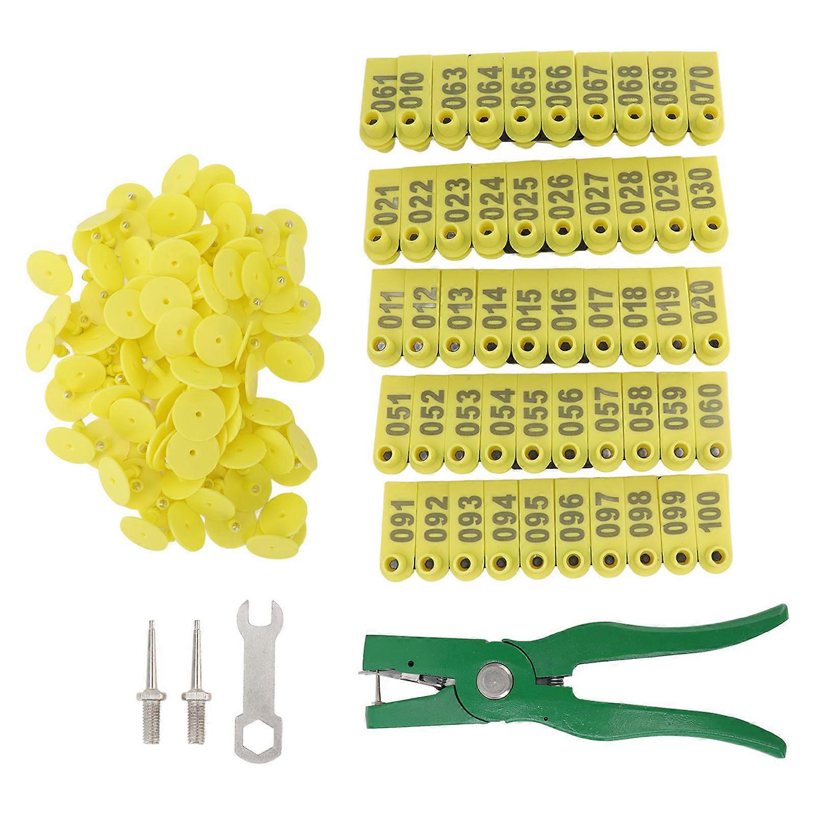 Ear Tag Plier Animal Ear Tag Applicator with Numbered Ear Tag for Farm Pigs Sheep Cattle