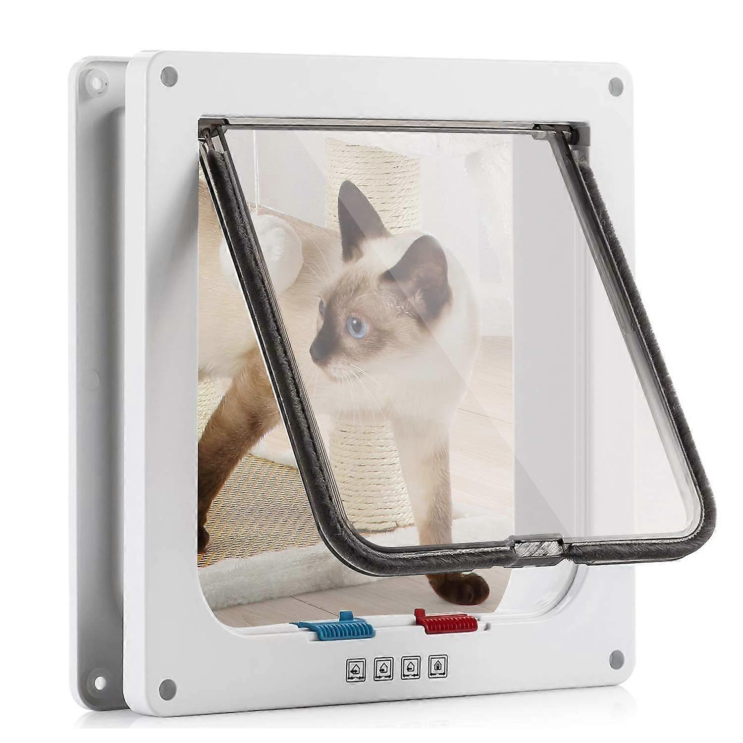 4Way Switch Mode Cat Flap, Weatherproof, Ideal for Cats and Small Dogs, White Ref: 8916