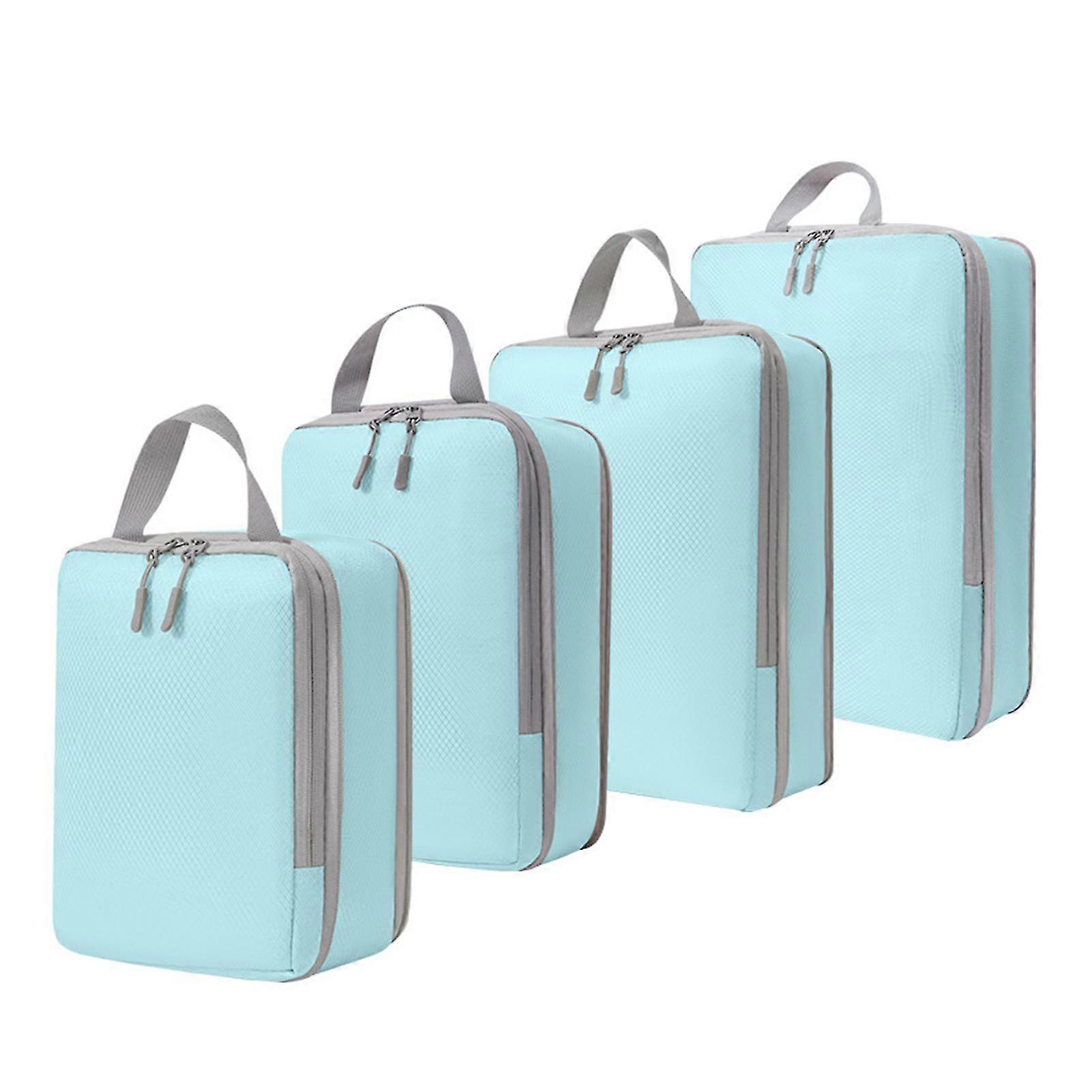 4/7 Piece Travel Storage Bag Compression Space-saving Efficiently Maximum Suitcase Space Quick Access Travel Organizers-4pcs-Blue