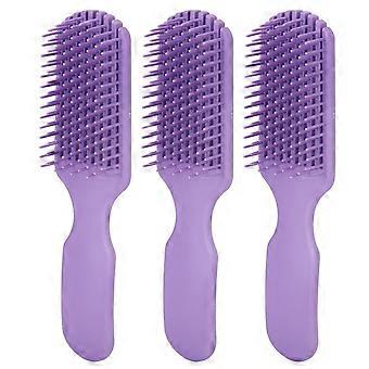 3pcs Hair Brush Purple Hollow Wide Tooth Plastic Anti Static Massage Detangling Hair Comb for All Wet Dry HairYMMR)